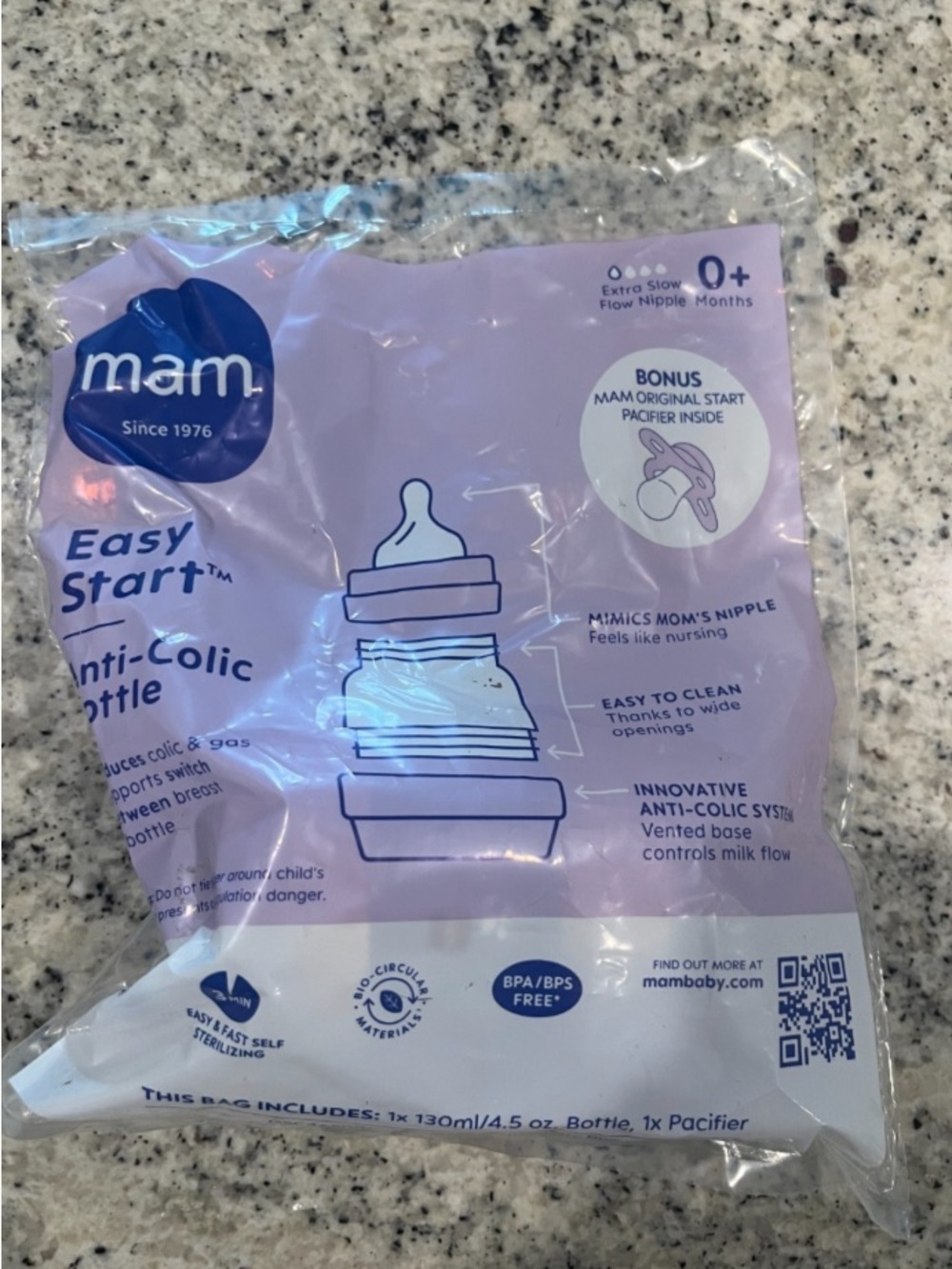 mam Easy Start Anti-Colic Bottle & Pacifier Set - Lavender